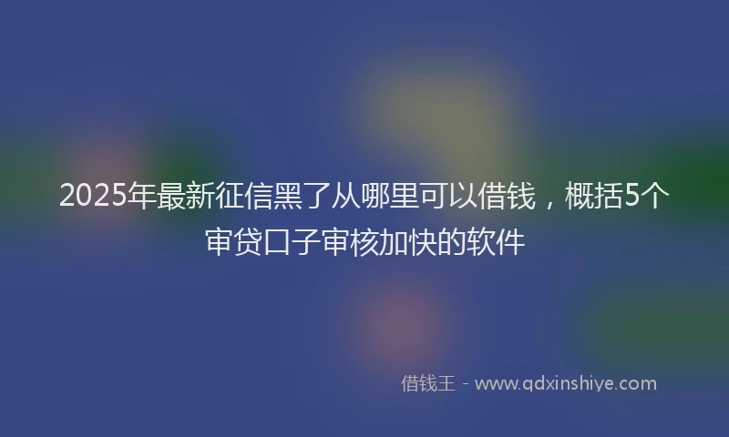 2025年最新征信黑了从哪里可以借钱，概括5个审贷口子审核加快的软件
