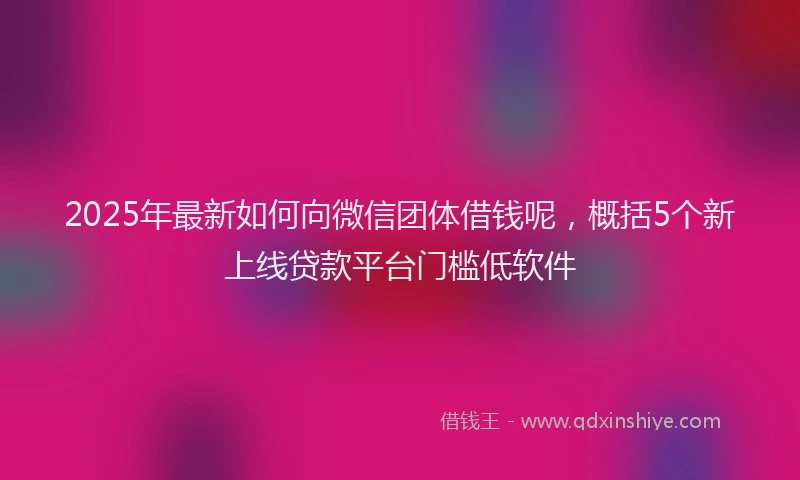 2025年最新如何向微信团体借钱呢，概括5个新上线贷款平台门槛低软件