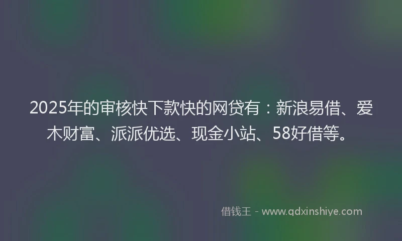2025年的审核快下款快的网贷有：新浪易借、爱木财富、派派优选、现金小站、58好借等。
