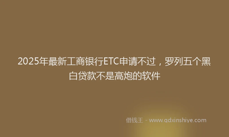 2025年最新工商银行ETC申请不过，罗列五个黑白贷款不是高炮的软件