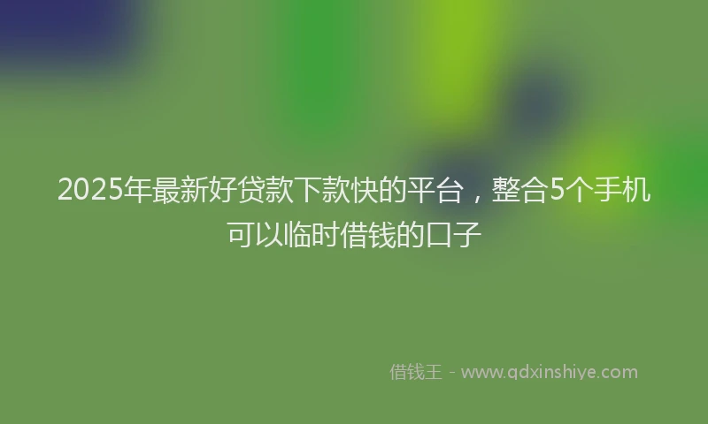 2025年最新好贷款下款快的平台，整合5个手机可以临时借钱的口子