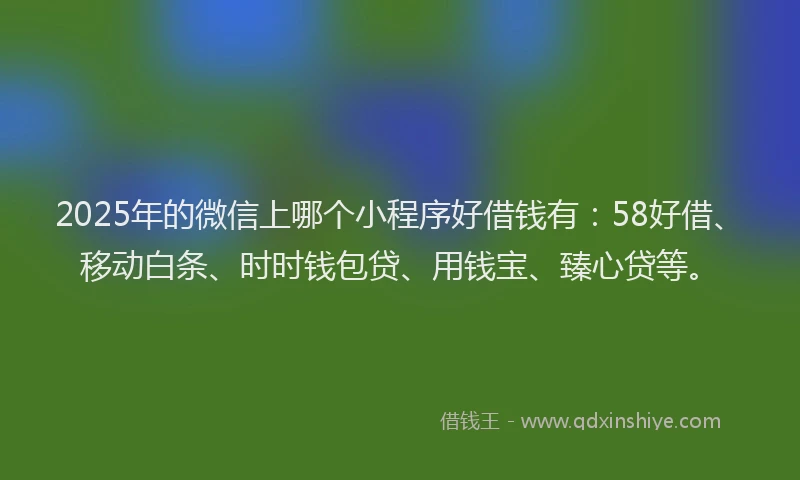 2025年的微信上哪个小程序好借钱有：58好借、移动白条、时时钱包贷、用钱宝、臻心贷等。