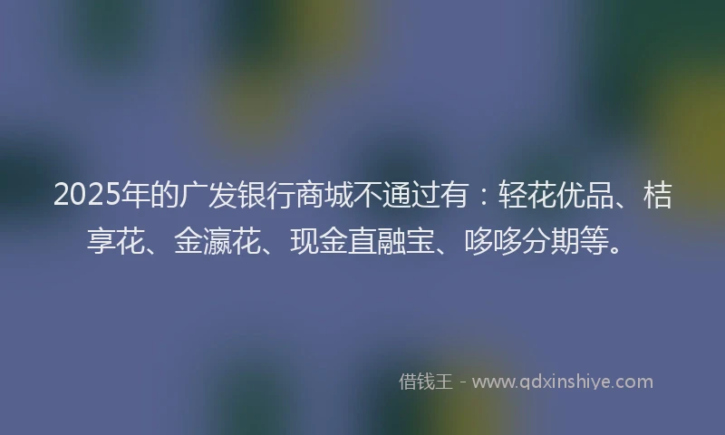 2025年的广发银行商城不通过有：轻花优品、桔享花、金瀛花、现金直融宝、哆哆分期等。