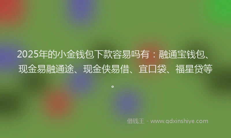 2025年的小金钱包下款容易吗有：融通宝钱包、现金易融通途、现金侠易借、宜口袋、福星贷等。
