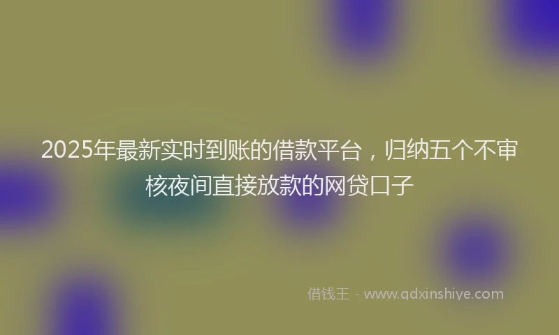 2025年最新实时到账的借款平台，归纳五个不审核夜间直接放款的网贷口子