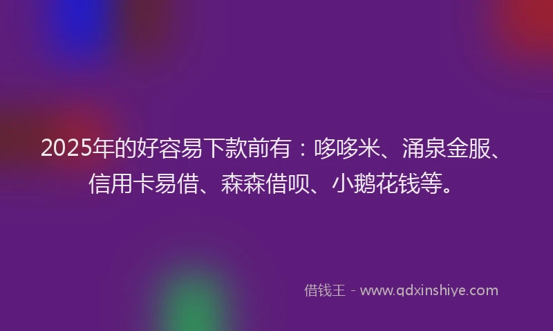 2025年的好容易下款前有：哆哆米、涌泉金服、信用卡易借、森森借呗、小鹅花钱等。
