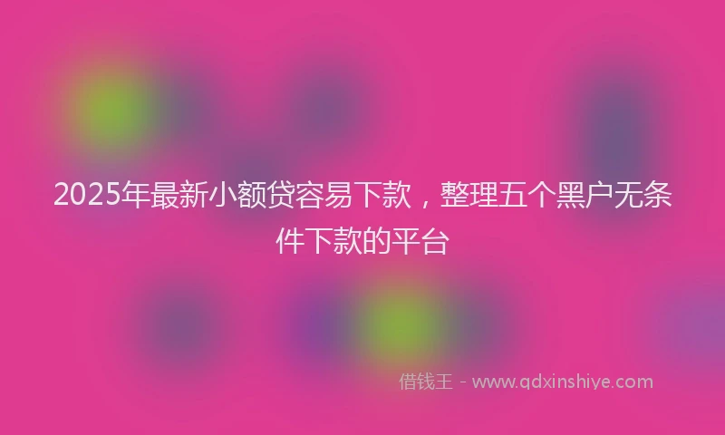 2025年最新小额贷容易下款，整理五个黑户无条件下款的平台