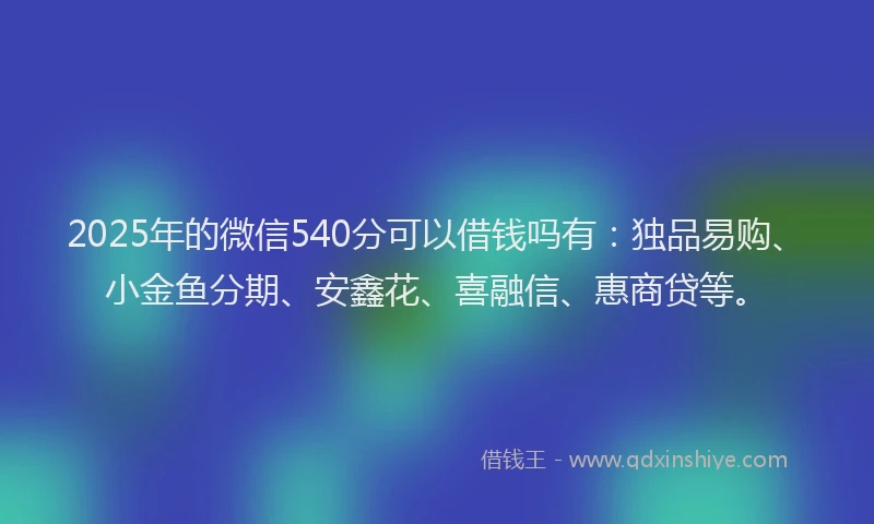 2025年的微信540分可以借钱吗有：独品易购、小金鱼分期、安鑫花、喜融信、惠商贷等。