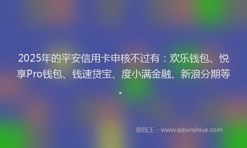 2025年的平安信用卡申核不过有：欢乐钱包、悦享Pro钱包、钱速贷宝、度小满金融、新浪分期等。