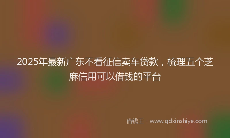 2025年最新广东不看征信卖车贷款，梳理五个芝麻信用可以借钱的平台