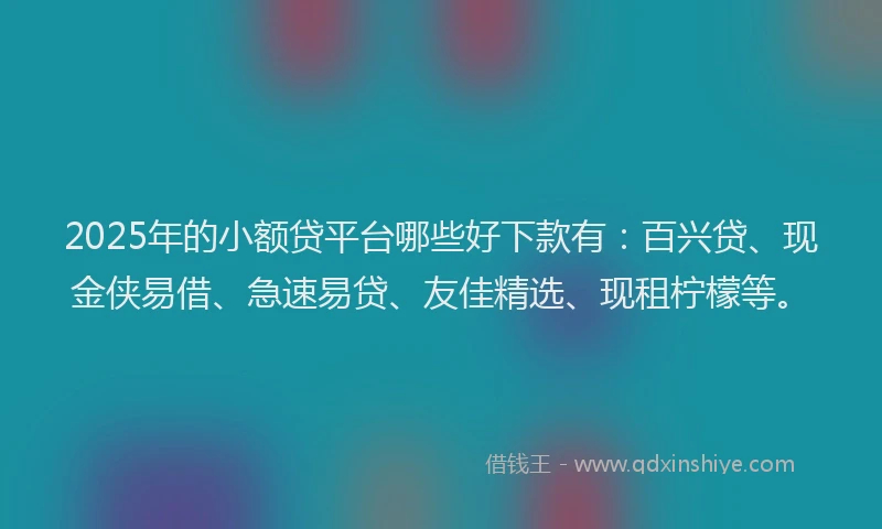 2025年的小额贷平台哪些好下款有：百兴贷、现金侠易借、急速易贷、友佳精选、现租柠檬等。