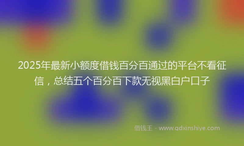 2025年最新小额度借钱百分百通过的平台不看征信，总结五个百分百下款无视黑白户口子
