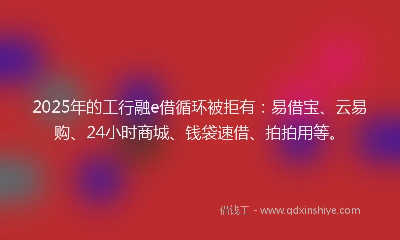 2025年的工行融e借循环被拒有：易借宝、云易购、24小时商城、钱袋速借、拍拍用等。