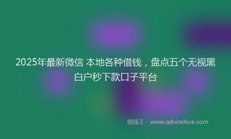 2025年最新微信 本地各种借钱，盘点五个无视黑白户秒下款口子平台