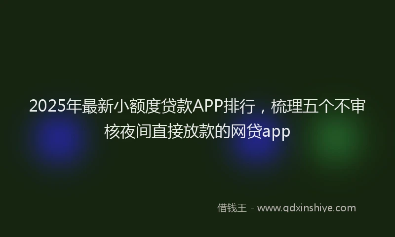 2025年最新小额度贷款APP排行，梳理五个不审核夜间直接放款的网贷app