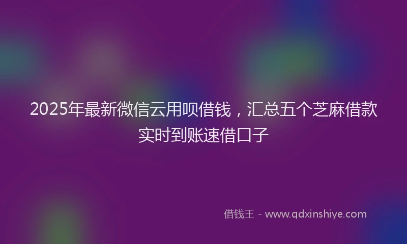 2025年最新微信云用呗借钱，汇总五个芝麻借款实时到账速借口子