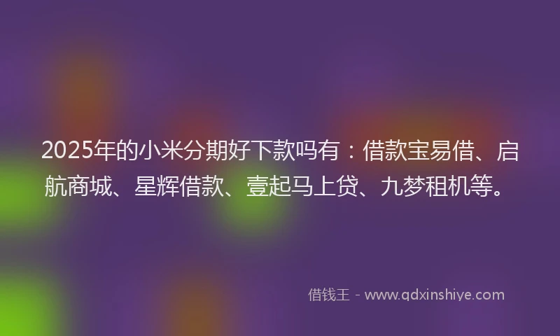 2025年的小米分期好下款吗有：借款宝易借、启航商城、星辉借款、壹起马上贷、九梦租机等。