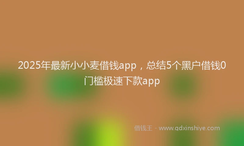 2025年最新小小麦借钱app，总结5个黑户借钱0门槛极速下款app
