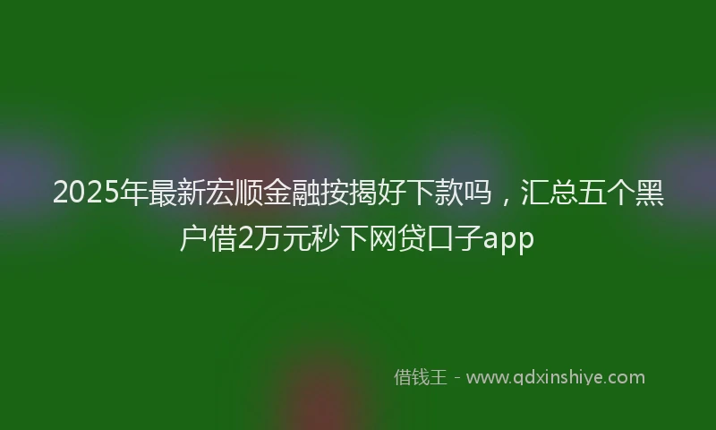 2025年最新宏顺金融按揭好下款吗，汇总五个黑户借2万元秒下网贷口子app
