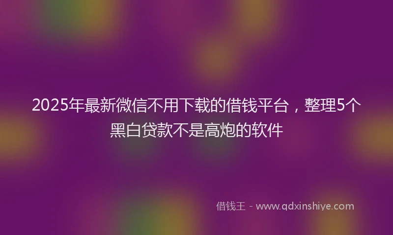 2025年最新微信不用下载的借钱平台，整理5个黑白贷款不是高炮的软件