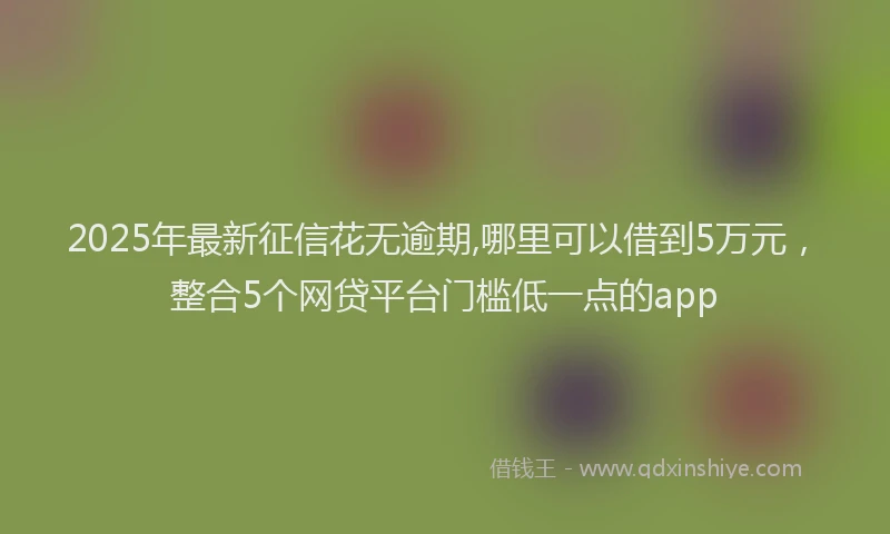 2025年最新征信花无逾期,哪里可以借到5万元，整合5个网贷平台门槛低一点的app