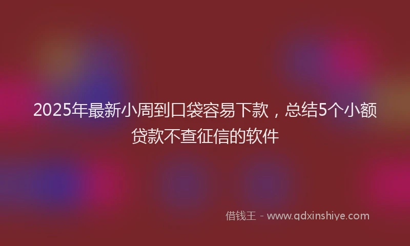 2025年最新小周到口袋容易下款，总结5个小额贷款不查征信的软件