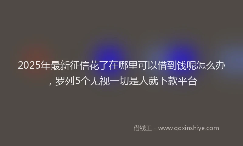 2025年最新征信花了在哪里可以借到钱呢怎么办，罗列5个无视一切是人就下款平台