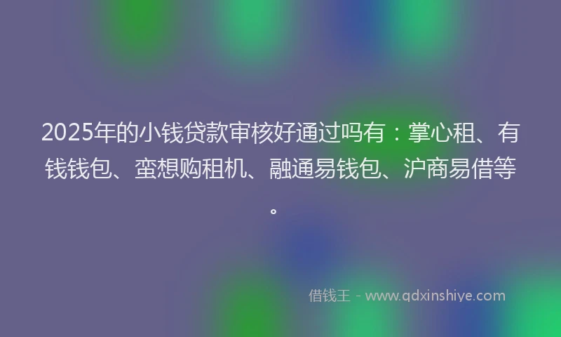 2025年的小钱贷款审核好通过吗有：掌心租、有钱钱包、蛮想购租机、融通易钱包、沪商易借等。