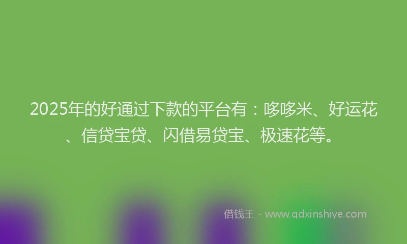 2025年的好通过下款的平台有：哆哆米、好运花、信贷宝贷、闪借易贷宝、极速花等。