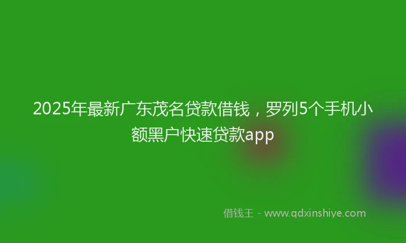 2025年最新广东茂名贷款借钱，罗列5个手机小额黑户快速贷款app