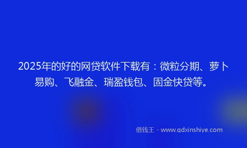 2025年的好的网贷软件下载有：微粒分期、萝卜易购、飞融金、瑞盈钱包、固金快贷等。