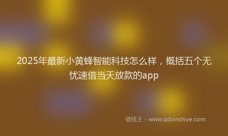 2025年最新小黄蜂智能科技怎么样，概括五个无忧速借当天放款的app