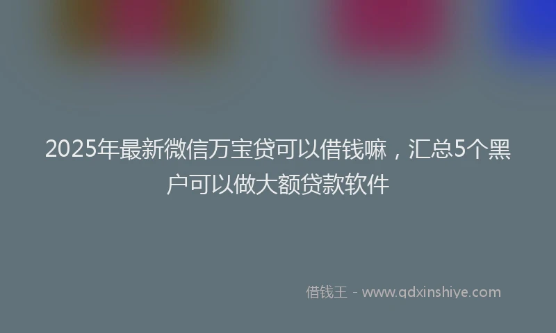 2025年最新微信万宝贷可以借钱嘛，汇总5个黑户可以做大额贷款软件
