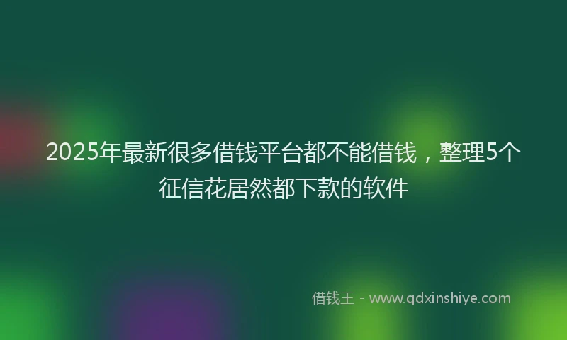 2025年最新很多借钱平台都不能借钱，整理5个征信花居然都下款的软件