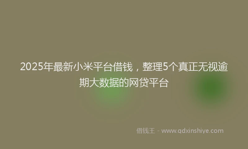 2025年最新小米平台借钱，整理5个真正无视逾期大数据的网贷平台