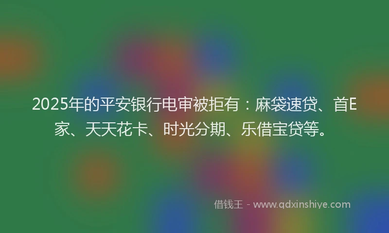 2025年的平安银行电审被拒有：麻袋速贷、首E家、天天花卡、时光分期、乐借宝贷等。
