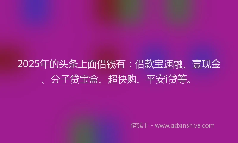 2025年的头条上面借钱有：借款宝速融、壹现金、分子贷宝盒、超快购、平安i贷等。