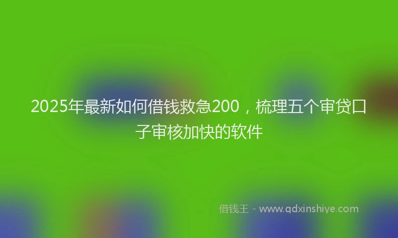 2025年最新如何借钱救急200，梳理五个审贷口子审核加快的软件