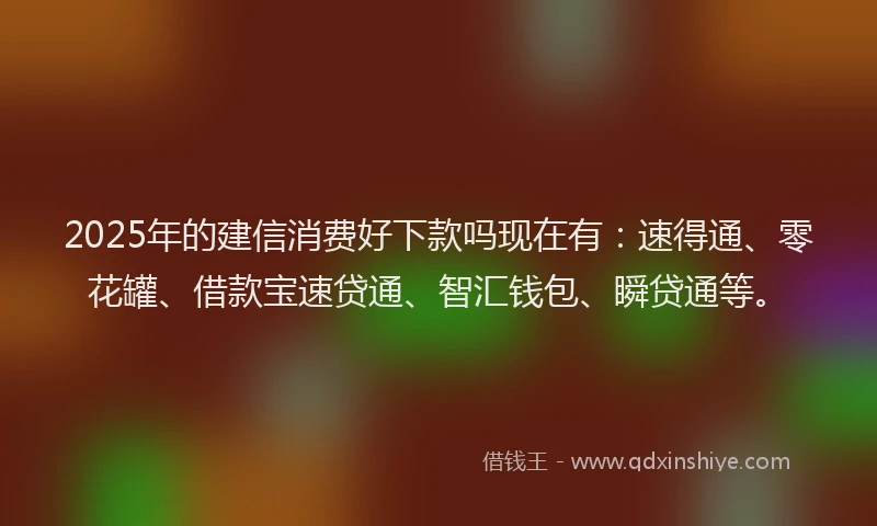 2025年的建信消费好下款吗现在有：速得通、零花罐、借款宝速贷通、智汇钱包、瞬贷通等。