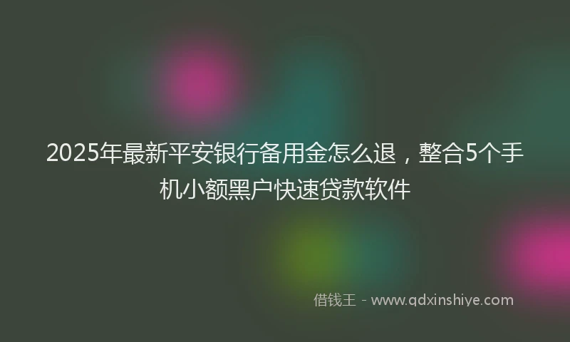 2025年最新平安银行备用金怎么退，整合5个手机小额黑户快速贷款软件