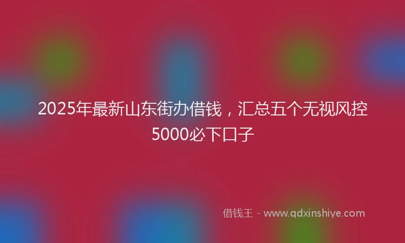 2025年最新山东街办借钱，汇总五个无视风控5000必下口子