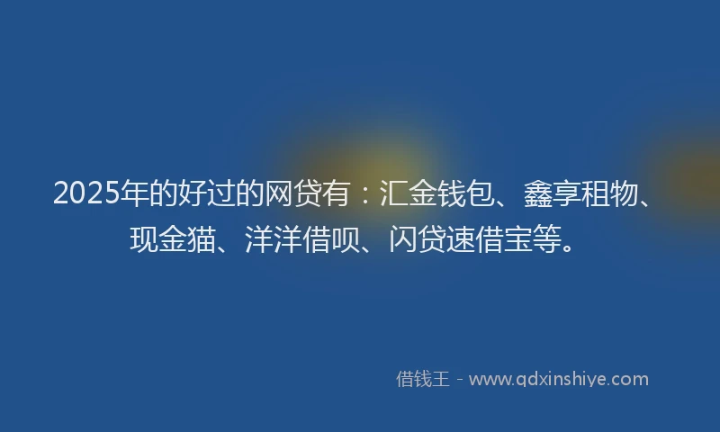 2025年的好过的网贷有：汇金钱包、鑫享租物、现金猫、洋洋借呗、闪贷速借宝等。