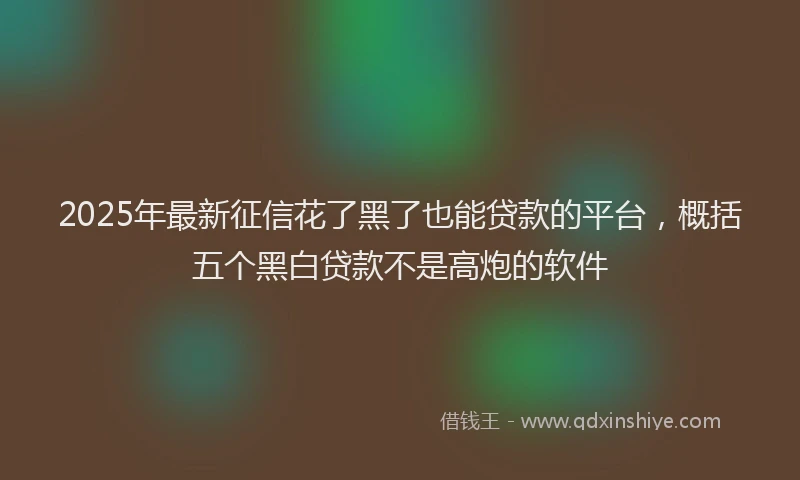 2025年最新征信花了黑了也能贷款的平台，概括五个黑白贷款不是高炮的软件