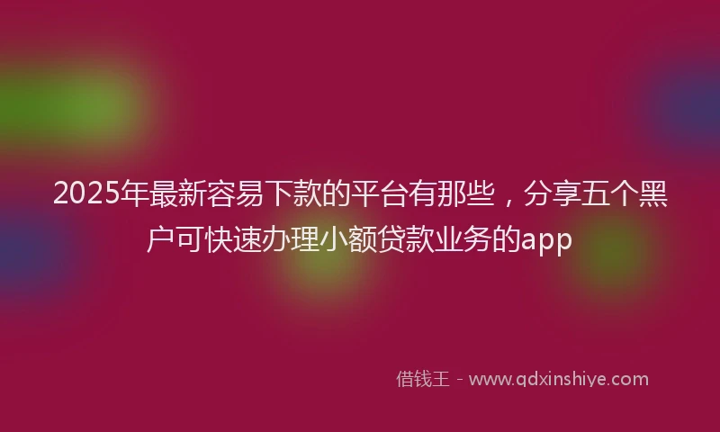 2025年最新容易下款的平台有那些，分享五个黑户可快速办理小额贷款业务的app