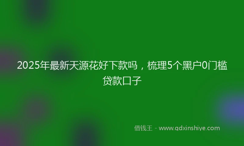 2025年最新天源花好下款吗，梳理5个黑户0门槛贷款口子