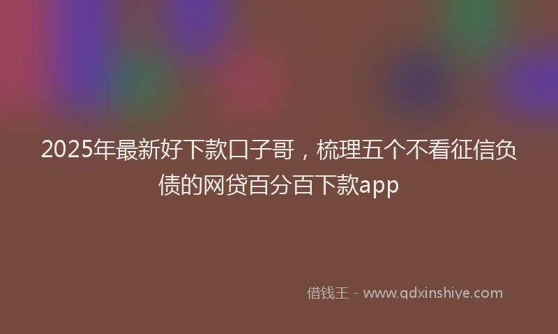2025年最新好下款口子哥，梳理五个不看征信负债的网贷百分百下款app