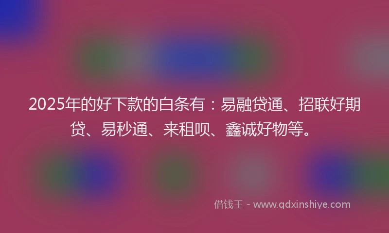 2025年的好下款的白条有：易融贷通、招联好期贷、易秒通、来租呗、鑫诚好物等。