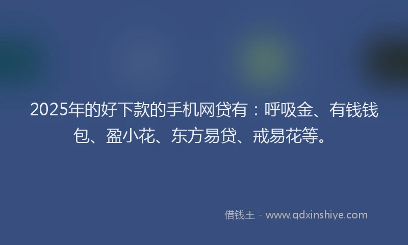 2025年的好下款的手机网贷有：呼吸金、有钱钱包、盈小花、东方易贷、戒易花等。