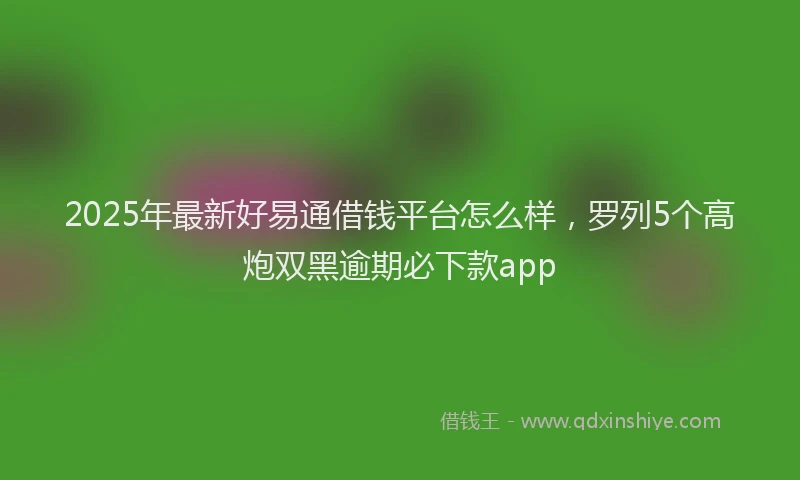 2025年最新好易通借钱平台怎么样，罗列5个高炮双黑逾期必下款app