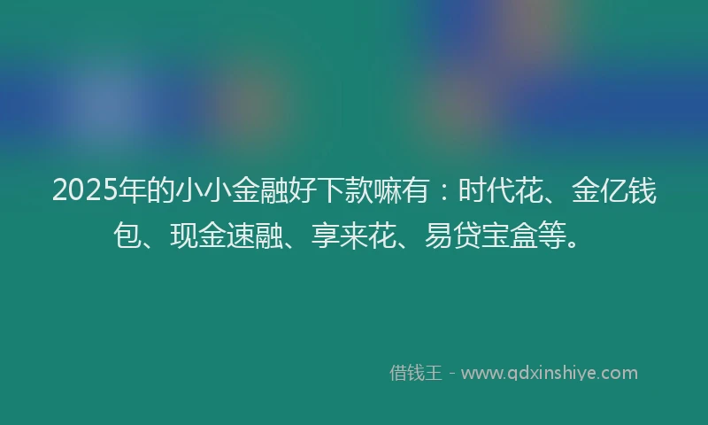 2025年的小小金融好下款嘛有：时代花、金亿钱包、现金速融、享来花、易贷宝盒等。